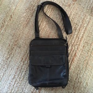 Fossil genuine leather black crossbody bag